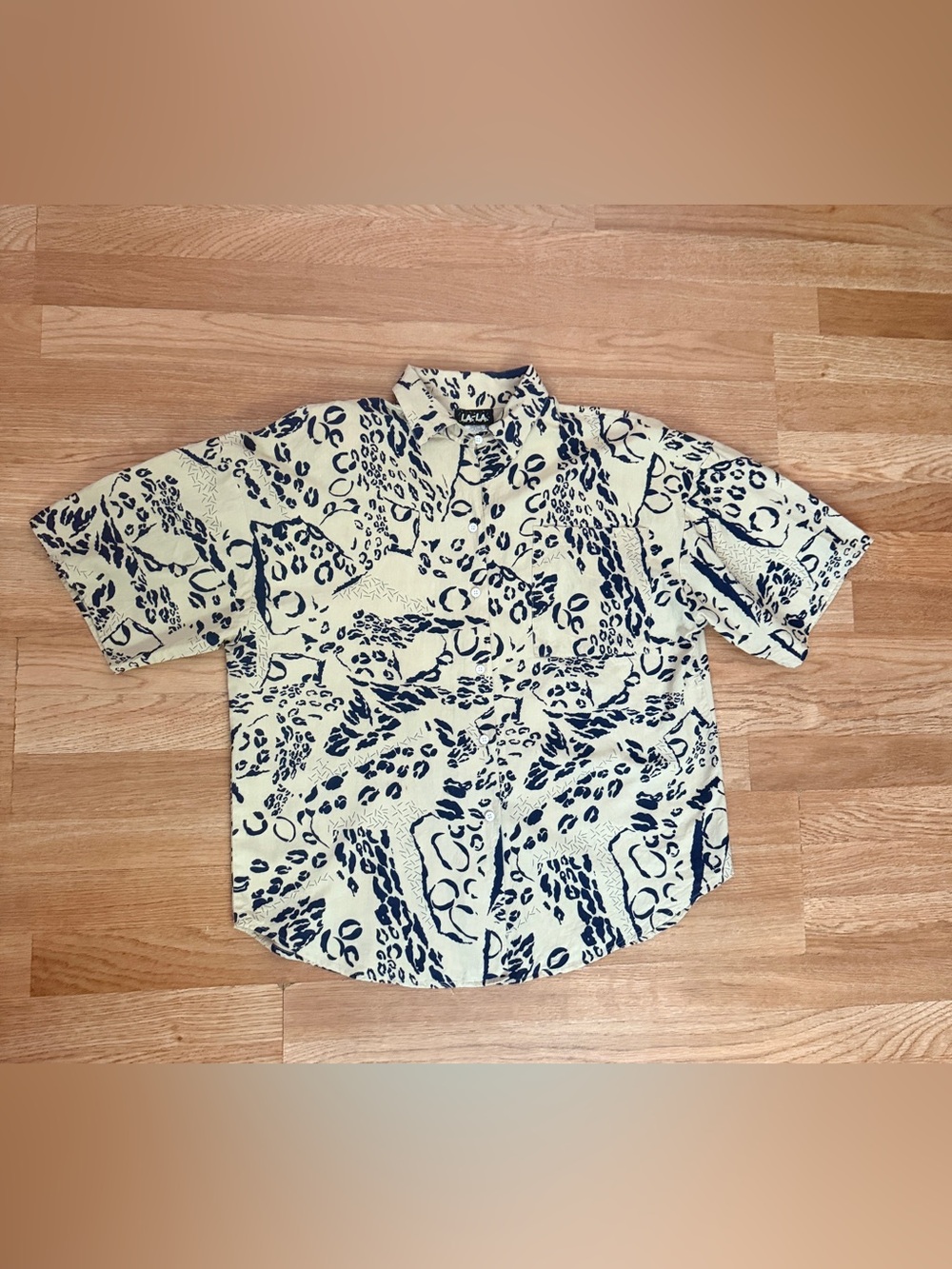Vintage 90s LA-LA Leopard Animal Print Blouse Cotton USA Made Size M - Picture 4 of 6